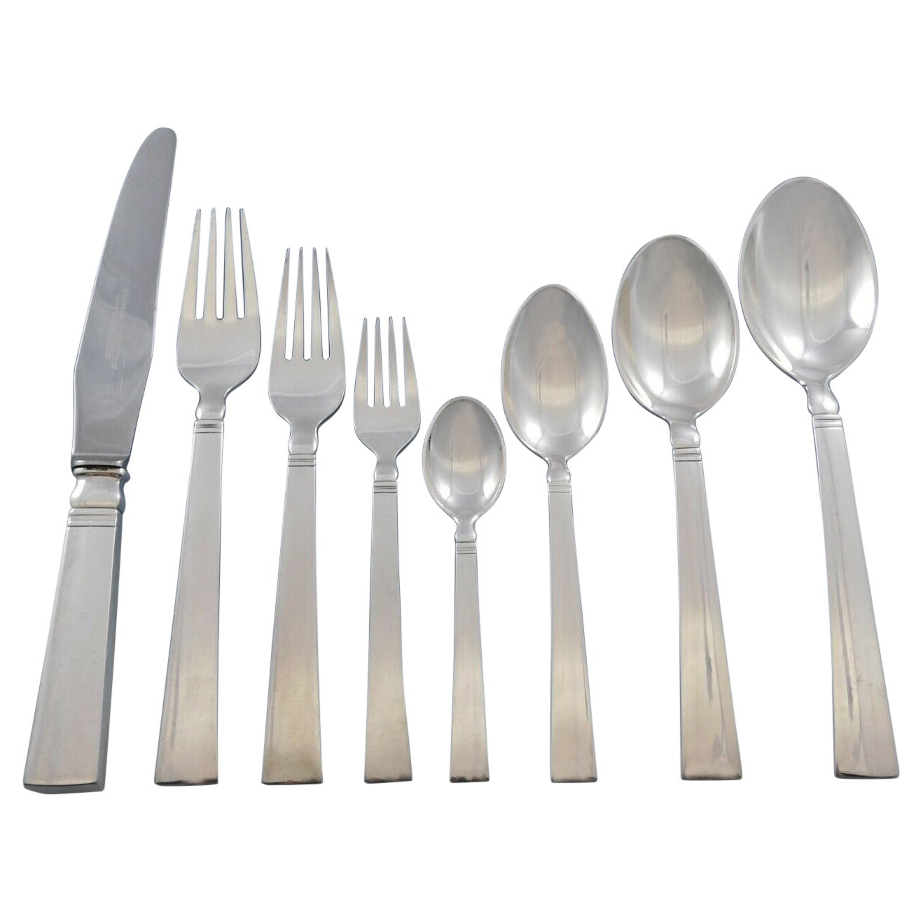 Plata by Jensen Stainless Steel Flatware Set Service 62 Pcs