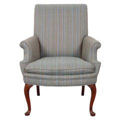Antique Queen Anne Upholstered Arm Chair
