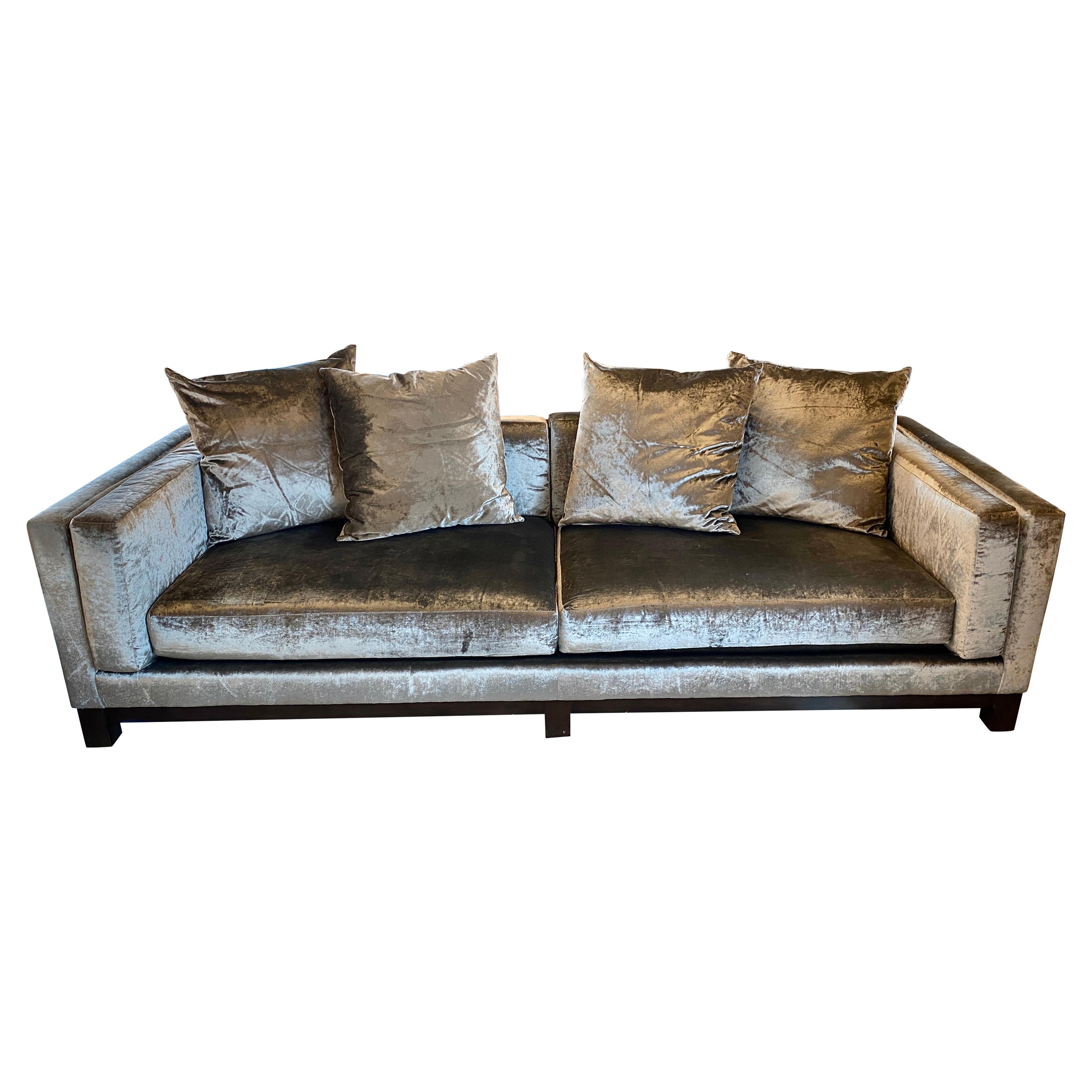 Kravet Silver Velvet Sofa at 1stDibs | silver velvet sofas, silver velvet  couch