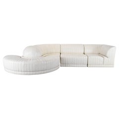Four Piece White Leather Sectional Sofa by Roche Bobois, 1985