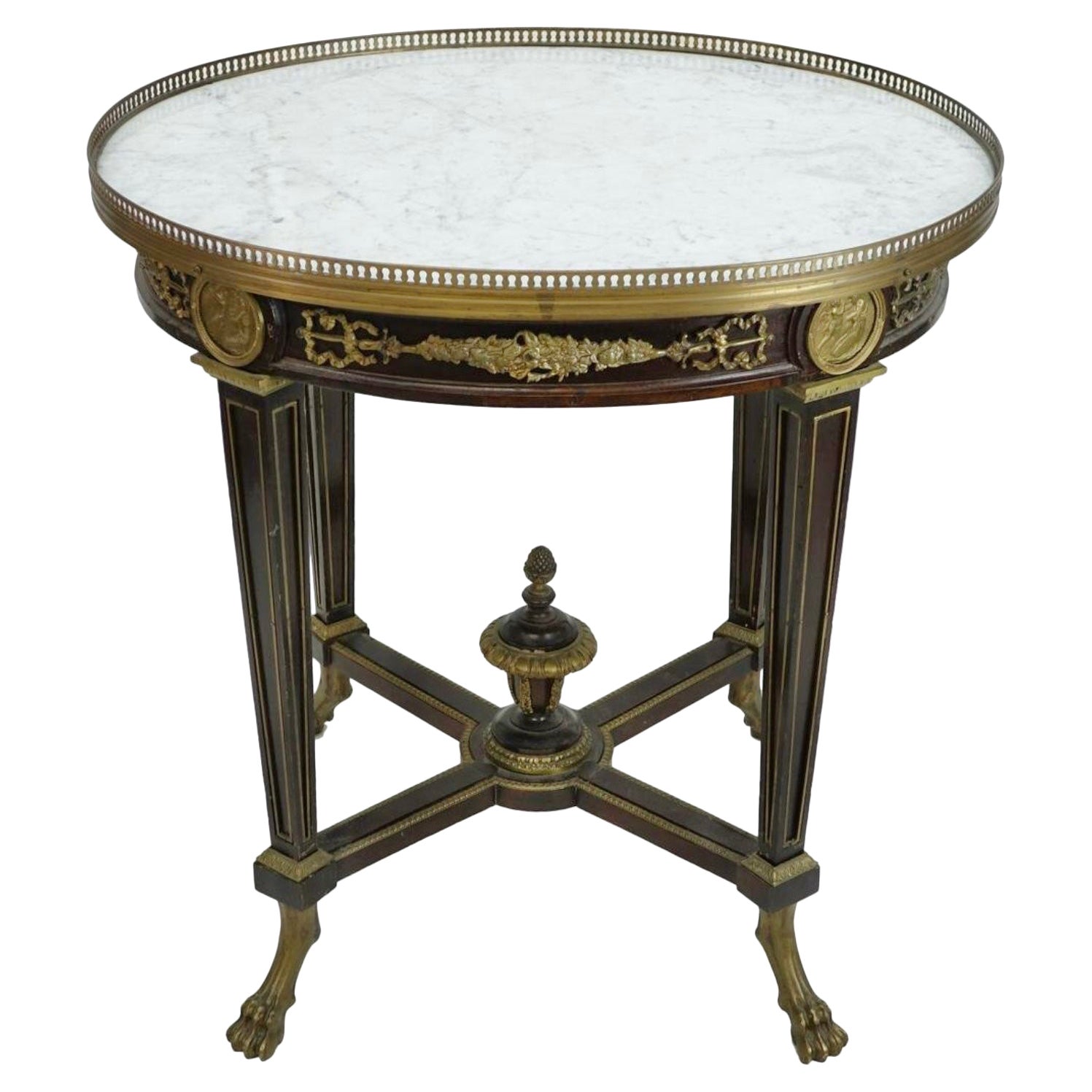 Belle Epoque Louis XVI Style Bronze Mounted Oval Side Table For Sale