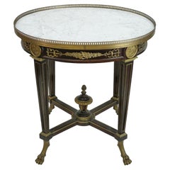 Antique Belle Epoque Louis XVI Style Bronze Mounted Oval Side Table