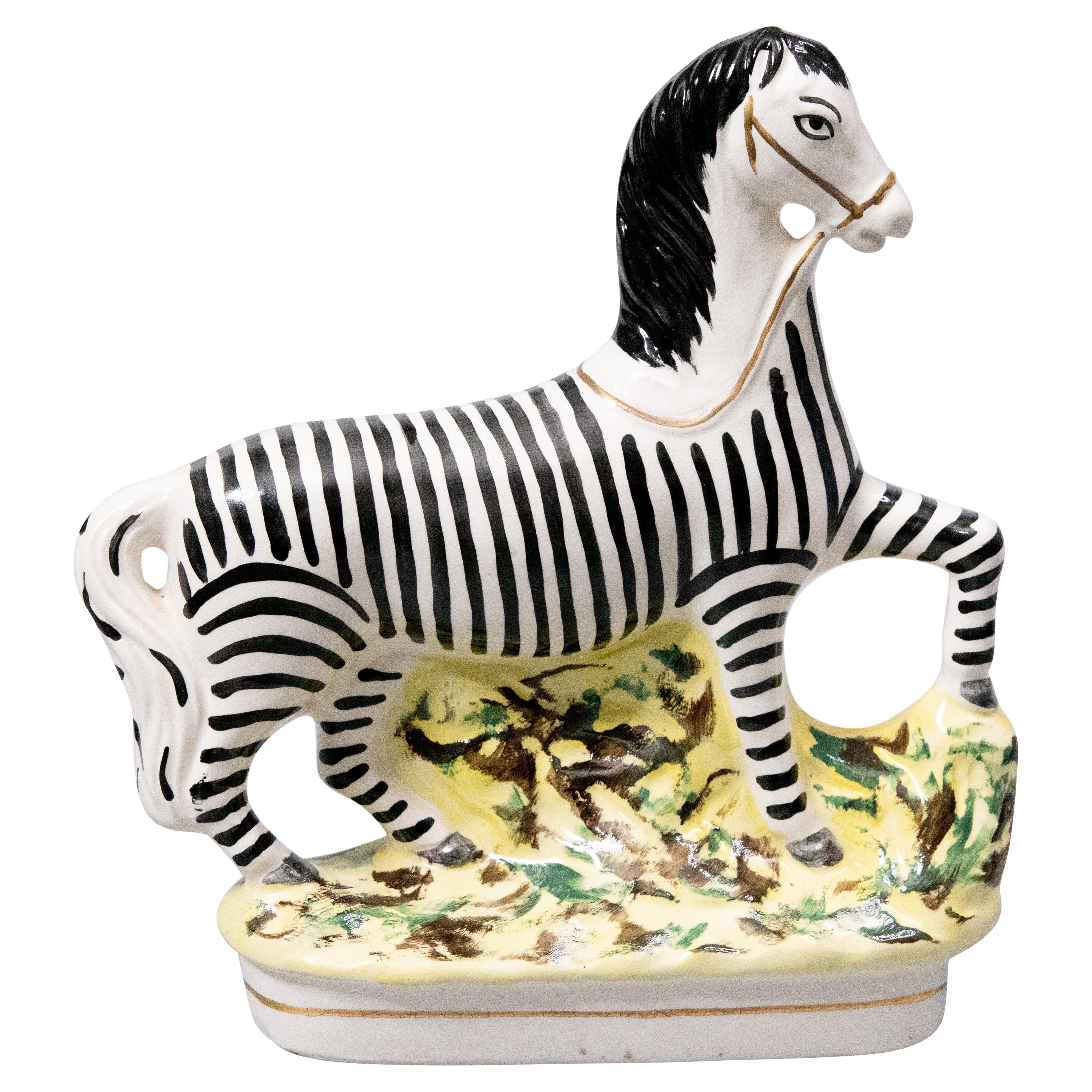 Antique English Staffordshire Zebra Figurine For Sale