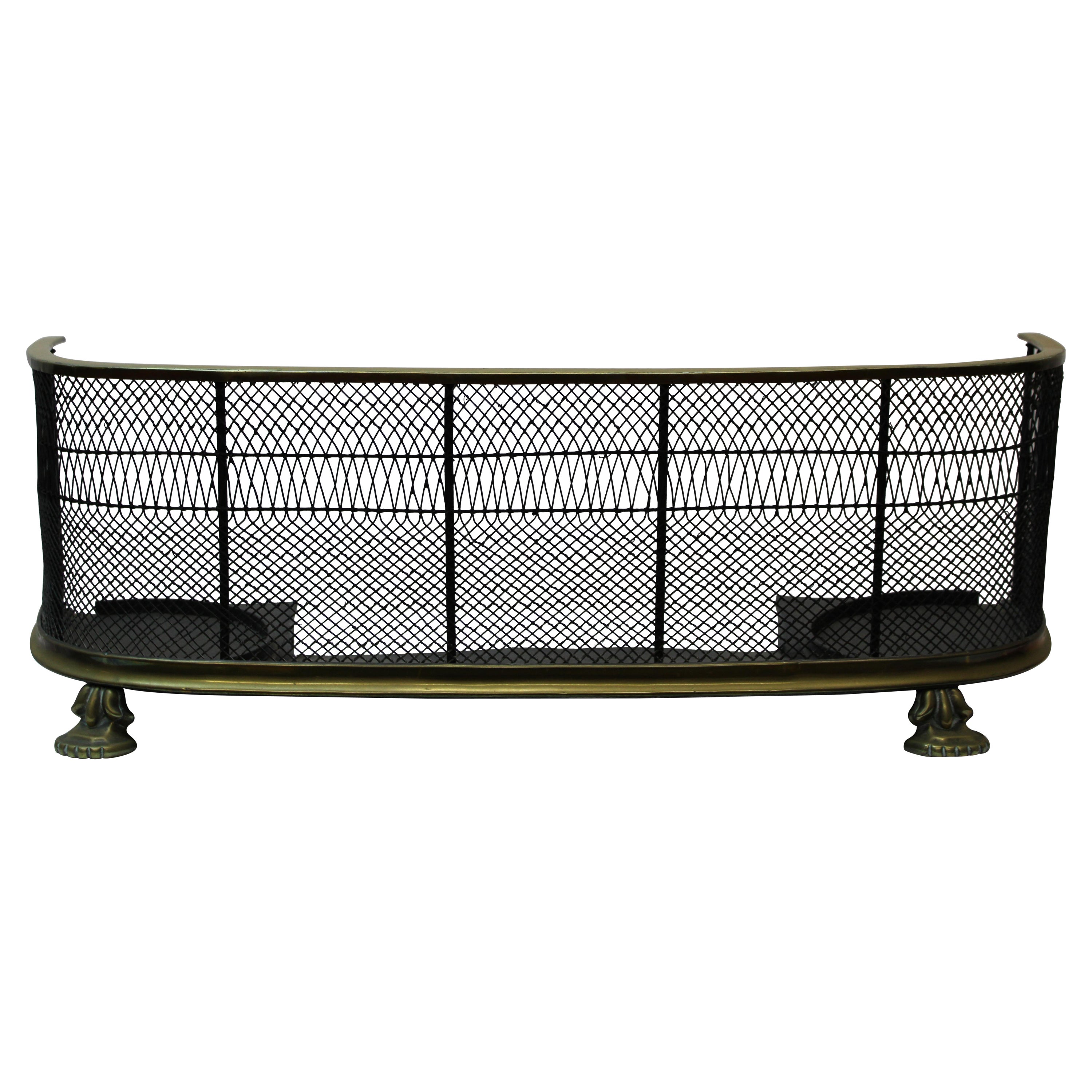 Brass Grate Style Fireplace Fender For Sale