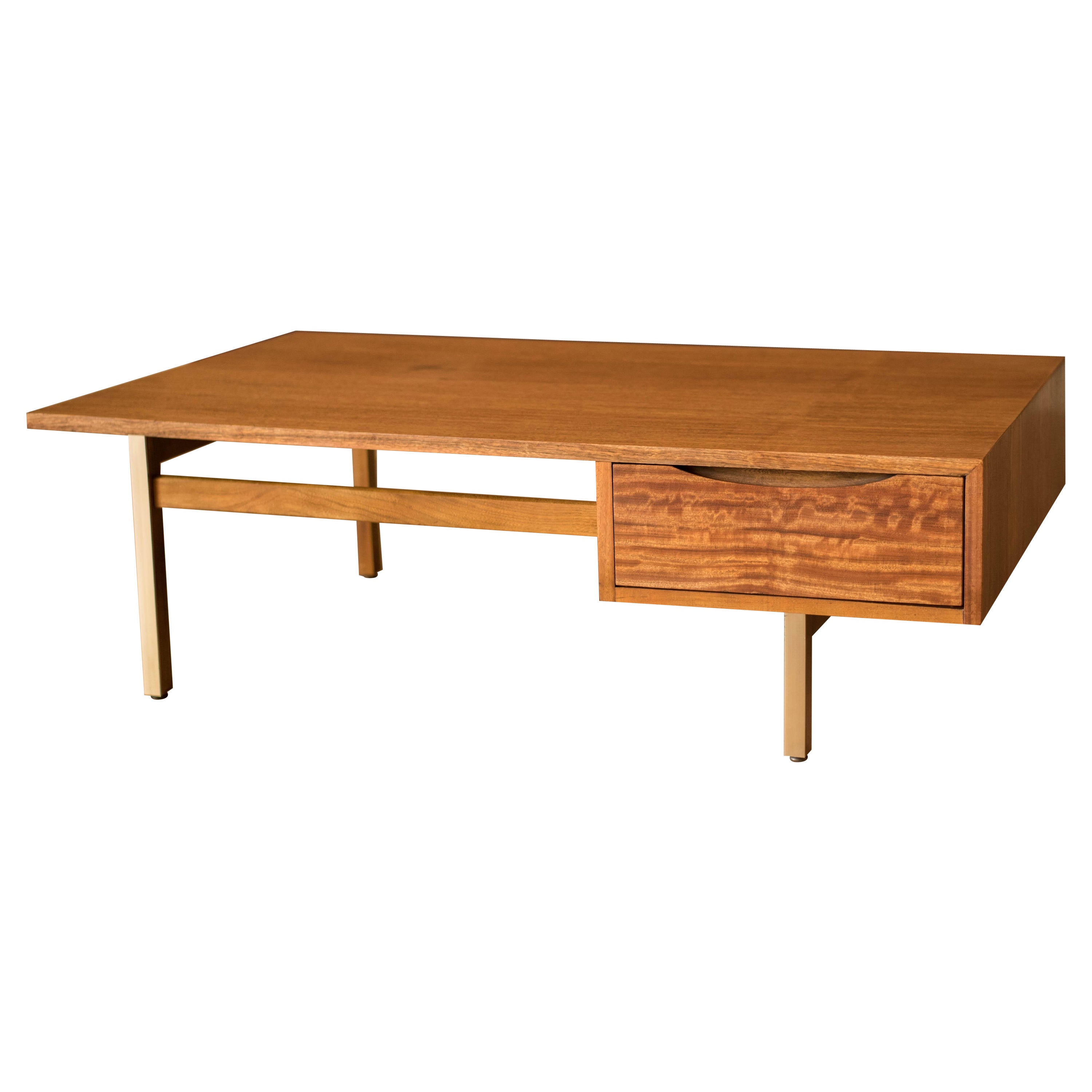 Mid Century Mahogany and Brass Coffee Table by American of Martinsville For Sale
