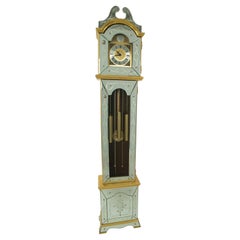 Vintage Venetian Etched Glass Tall Case Grandfather Clock, Giltwood, Tempus Fugit