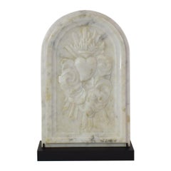 French 18/19th Century White Marble Baroque Tabernacle Door