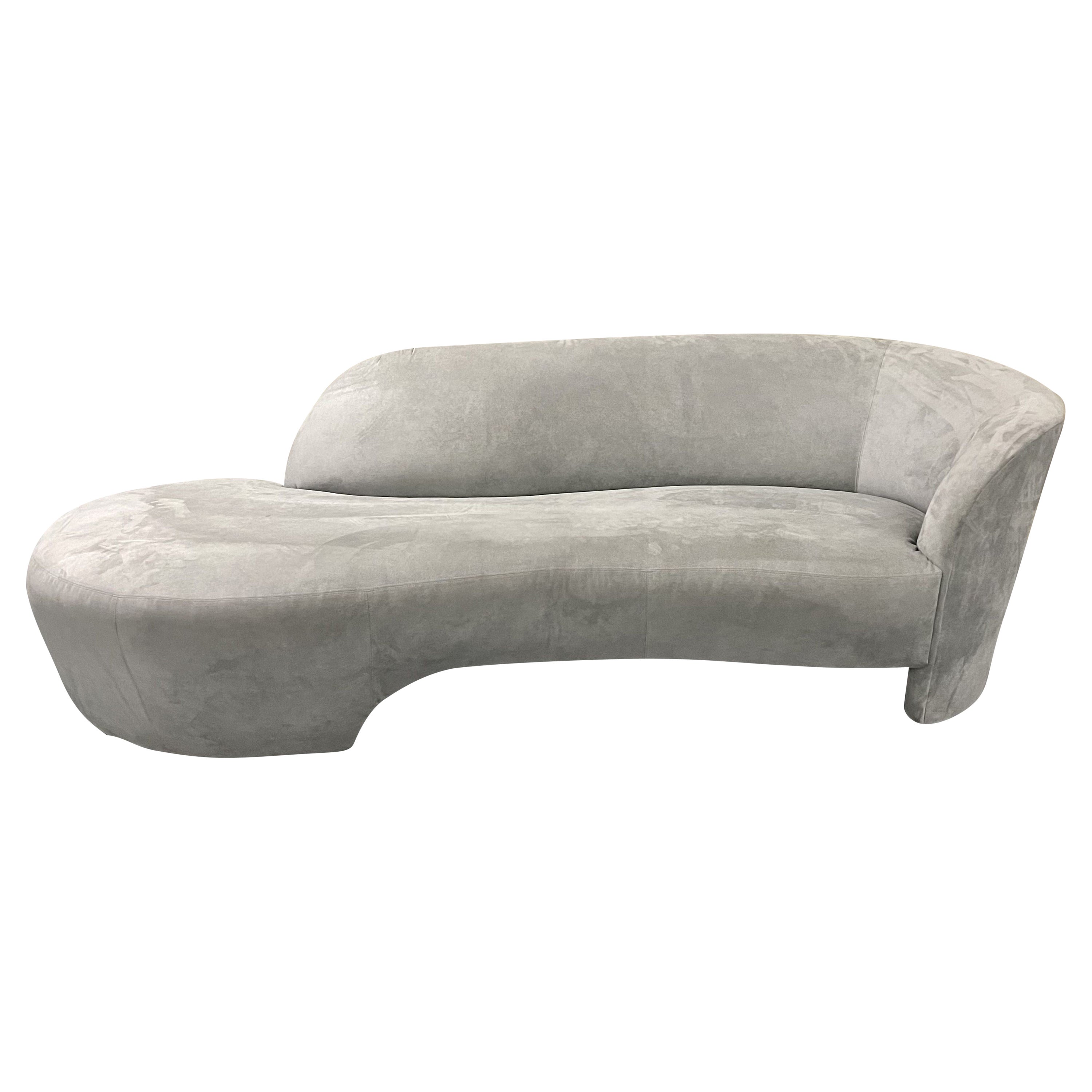 Mid-Century Weiman for Preview Cloud Sofa, Grey Suede, Kidney Shape