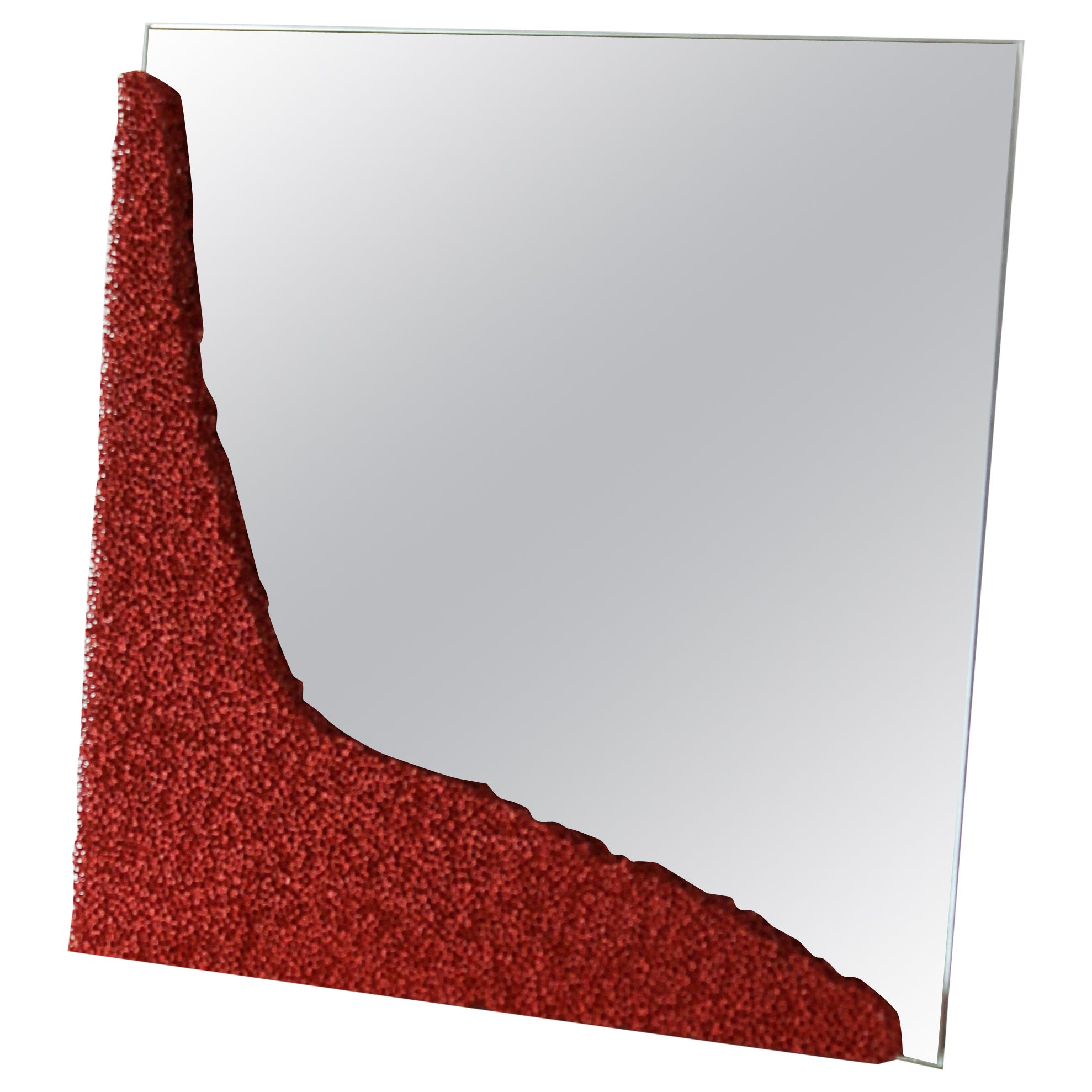 Petit miroir carré suspendu en mousse de céramique SS de Jordan Keaney en vente