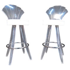Pair of Vintage Bar Stools in Lucite and Vinyl
