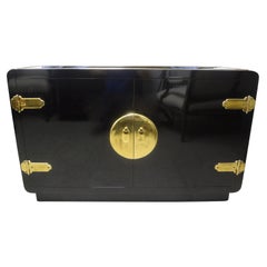 Vintage Mastercraft Lacquered Credenza with Brass Fittings