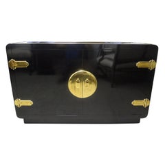Vintage Mastercraft Lacquered Credenza with Brass Fittings