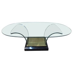 Retro Mid-Century Modern Coffee Table in Glass and Brass