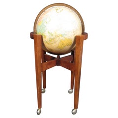 Vintage Illuminated Globe with Wooden Stand