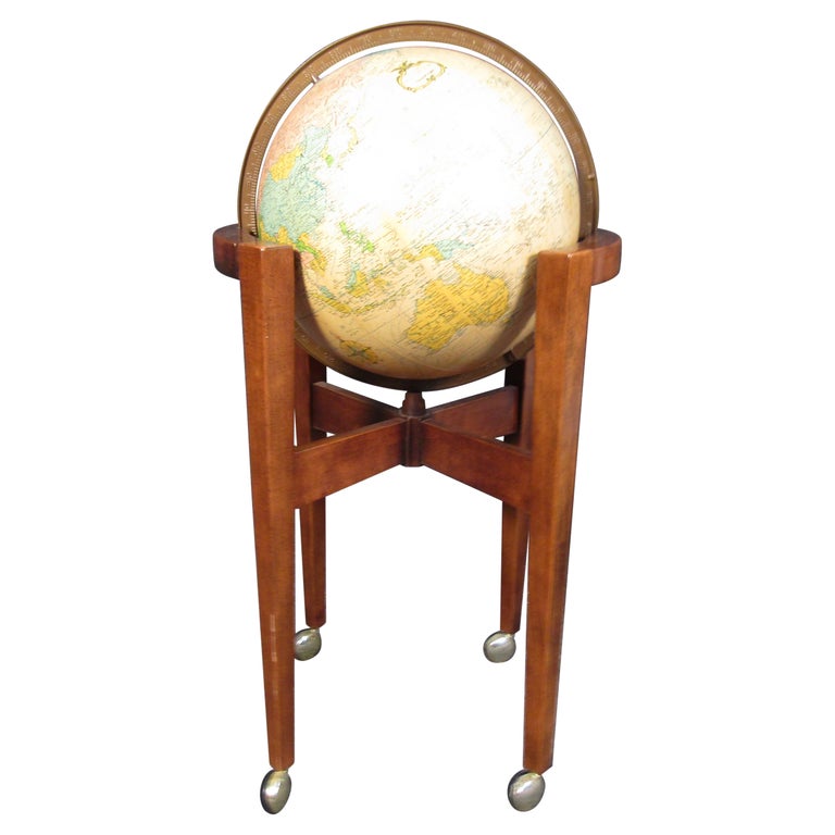 Vintage Illuminated Globe with Wooden Stand For Sale at 1stDibs ...