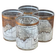Set of Four Stock Market / Wall Street / Dow Jones / Cocktail Glasses by Cera
