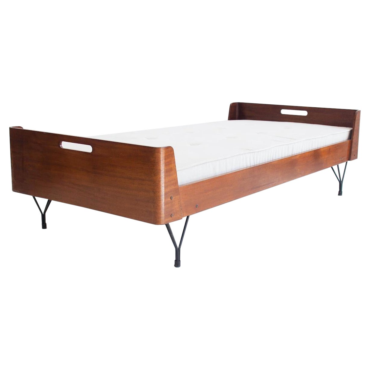 Daybed with Iron Legs, Plywood Structure and Velvet Covers by Rima at