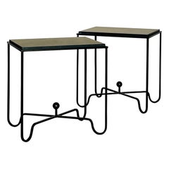 Black Limestone Entretoise side tables or small nightstands by Design Frères