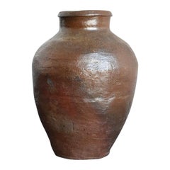 Japanese Antique Pottery Vase / 1500-1572 / Folk Art / Mingei