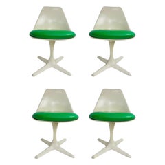 Vintage Set of Four Mid-Century Tulip Swivel Chairs by Burke