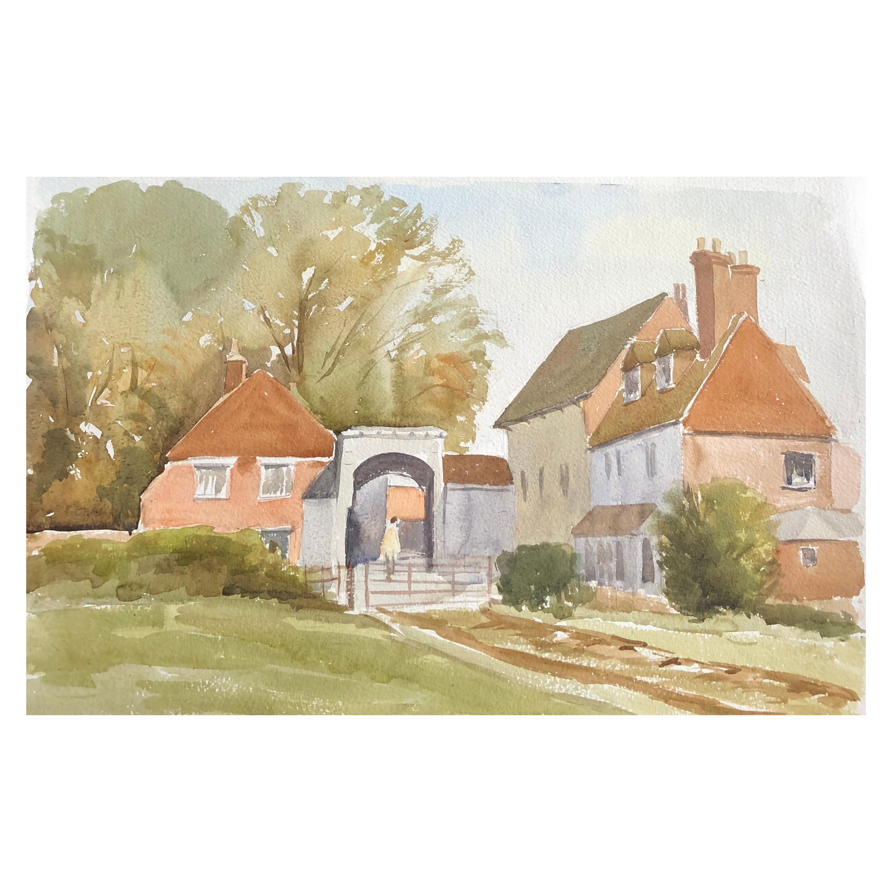 Salisbury with Arch, Original British Watercolour Painting For Sale
