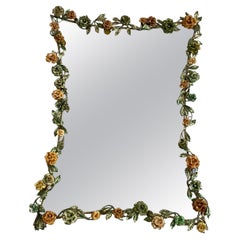 Stunning Murano Floral Framed Mirror, 1970s