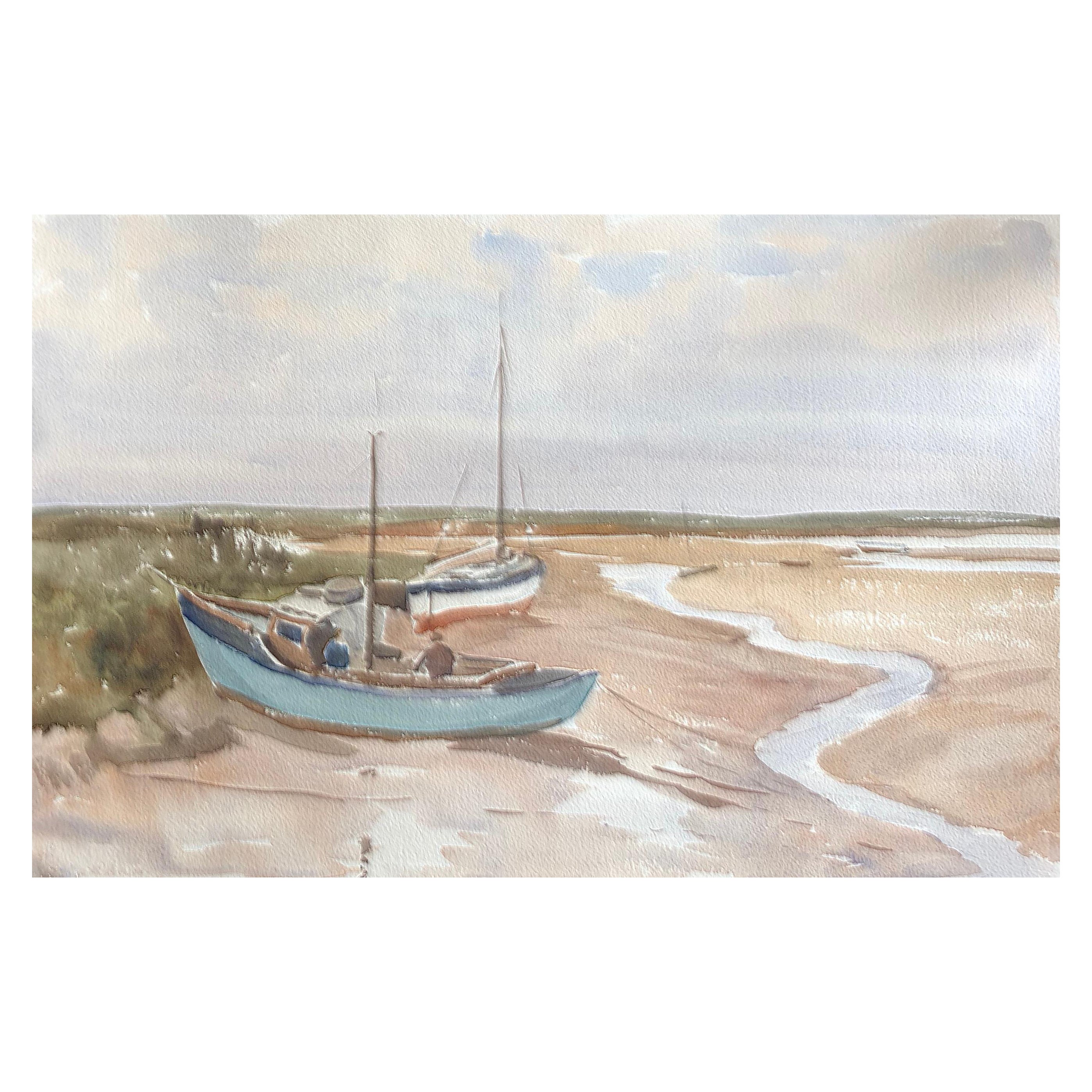 Brancaster Norfolk Original British Watercolour Painting For Sale