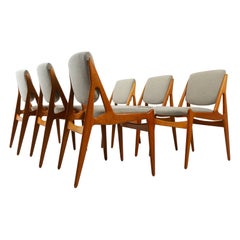 Danish Modern Teak Dining Chairs Model Ella by Arne Vodder 1960s, Set of 6
