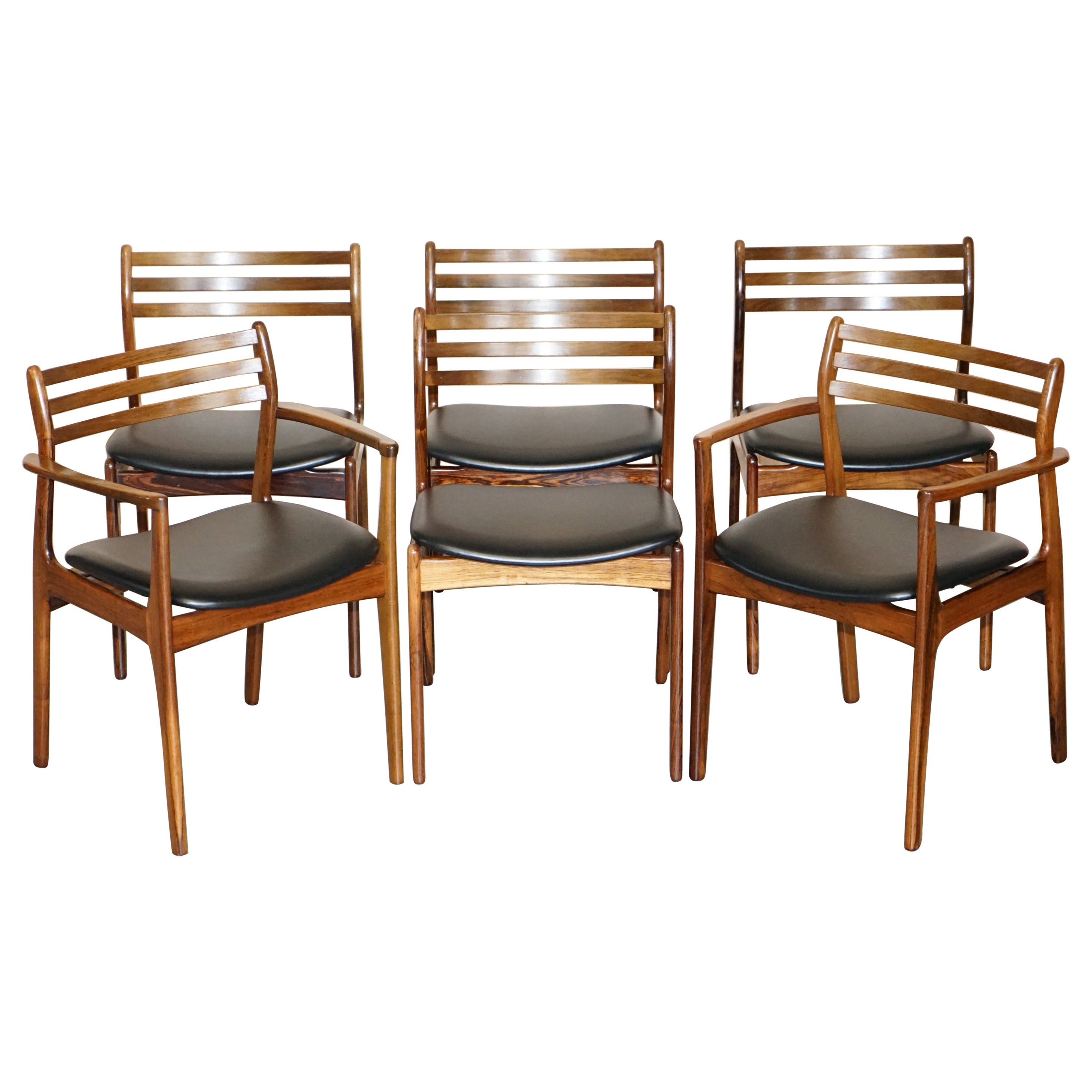 Six Danish Hardwood P.E Jorgensen Farso Stolefabrik Mid Century Dining Chairs 6