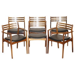 Vintage Six Danish Hardwood P.E Jorgensen Farso Stolefabrik Mid Century Dining Chairs 6