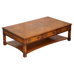 Lovely Burr Walnut Brights of Nettlebed Six Drawer Large Coffee Cocktail Table