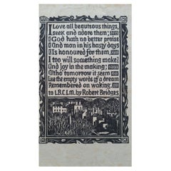Gravure sur bois ancienne anglaise, de Prose par Robert Bridges