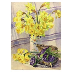 Vintage Marie Chautard-Carreau, Fine Early 20thc French Impressionist, Daffodils