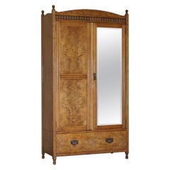 Antique Victorian Pollard Oak Wardrobe with Front Door Mirror Must See Timber Patina