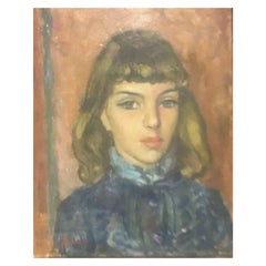 Akos Biro French Expressionist Oil - Portrait Young Lady