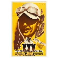Original Vintage Cycling Race Poster Vuelta Ciclista Cataluna Race Spain Pirelli