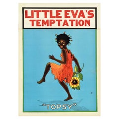 Original Antique Theatre Poster Little Evas Temptation Topsy Uncle Toms Cabin