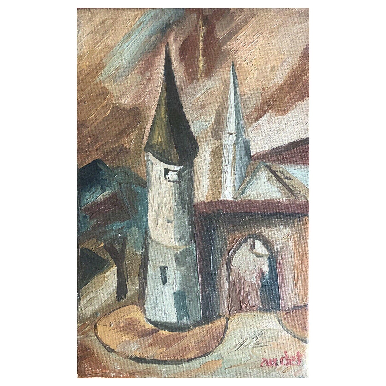 Fernand Audet Signed French Post-Impressionist Oil - The City Gates