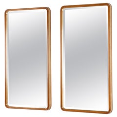 Two Wall Mirrors in Wood and Parchment, 1940 circa