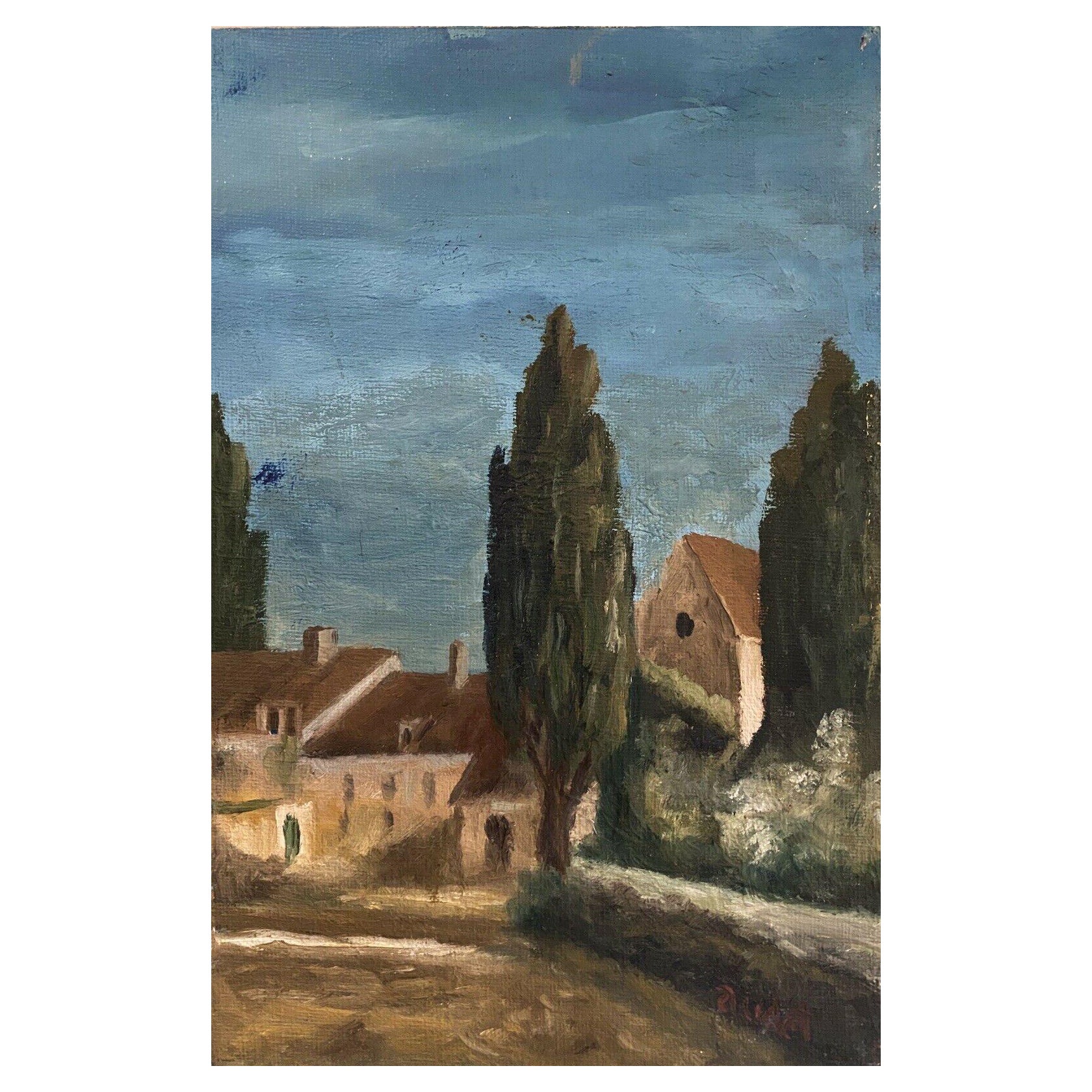 Signed French Post-Impressionist Oil, Provencal Landscape For Sale