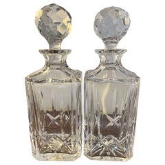 Pair of Antique Edwardian Quality Cut Glass Decanters