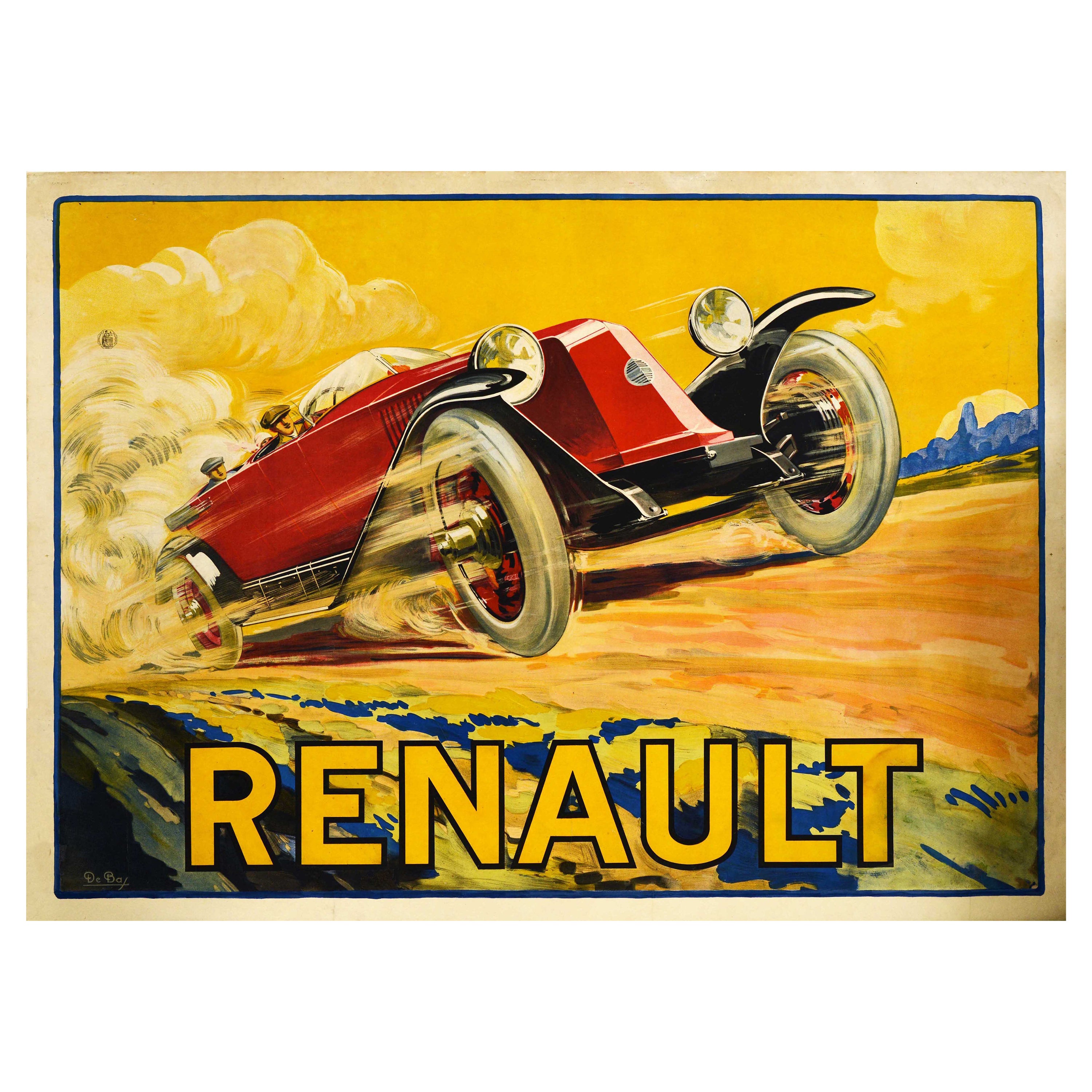 Poster pubblicitario originale antico Renault Type 45 Modello di auto d'epoca Auto Art