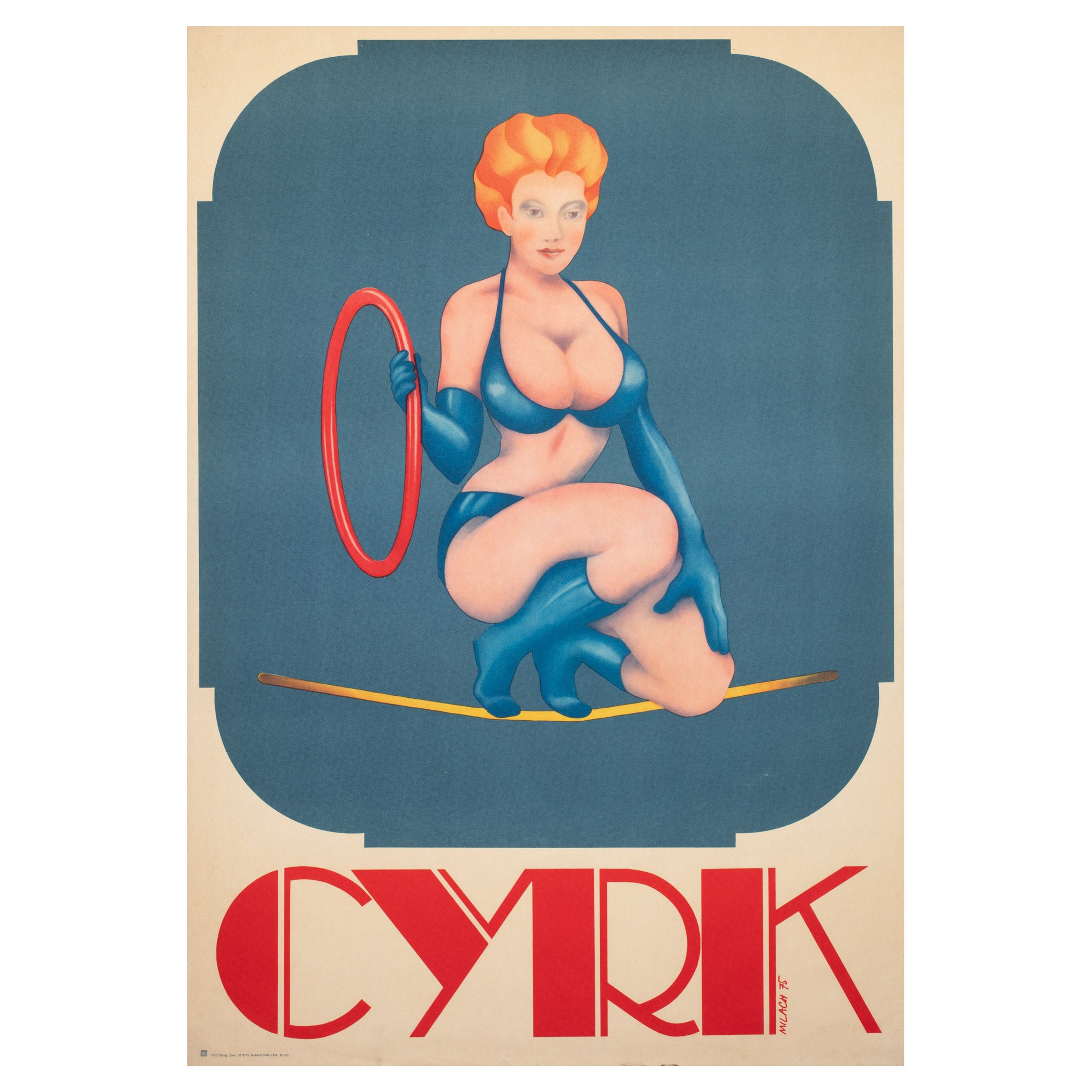 Cyrk Bikini Aerialist 1975 Polish Circus Poster, Milach For Sale