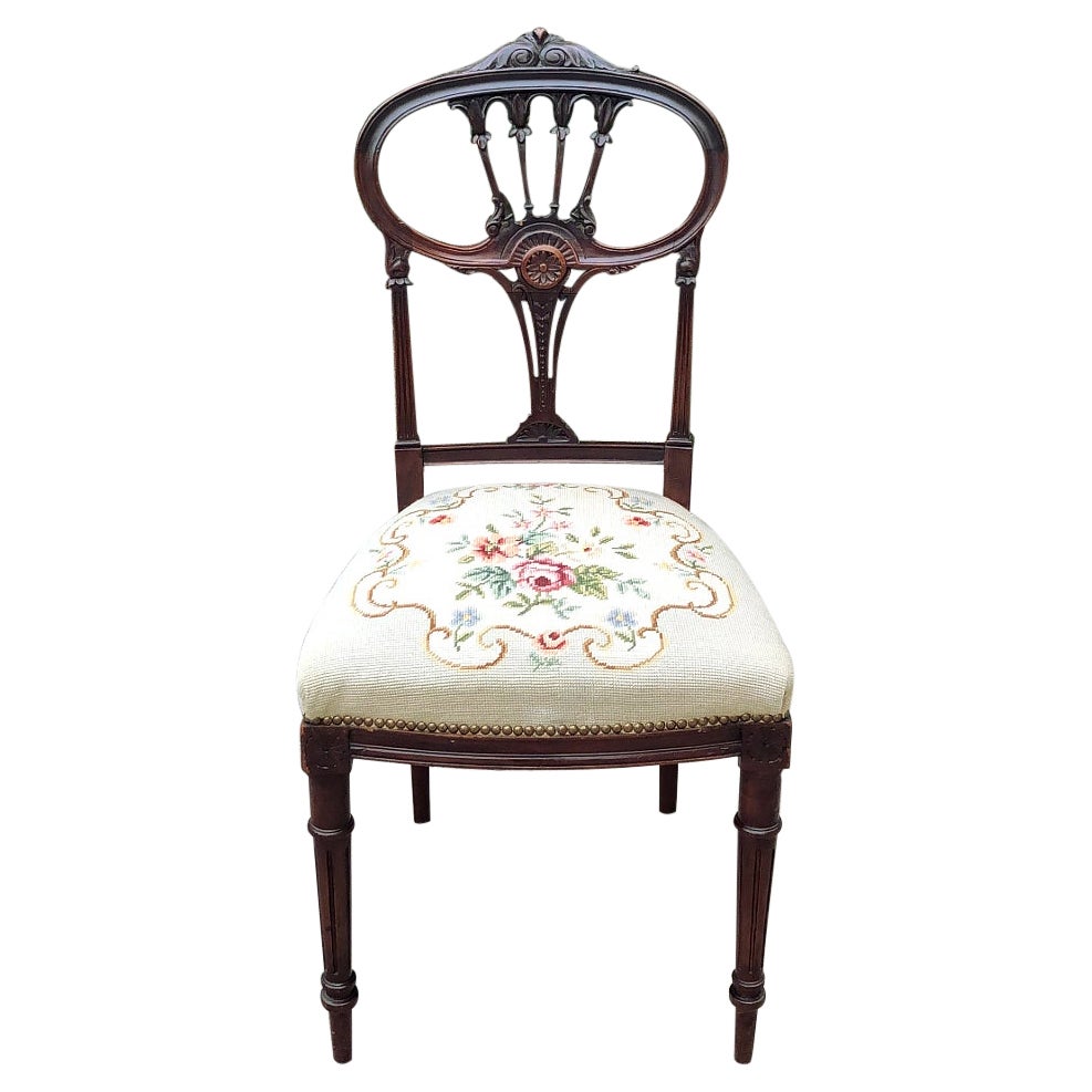 19th Century French Louis XVI Mahogany Salon Chair For Sale