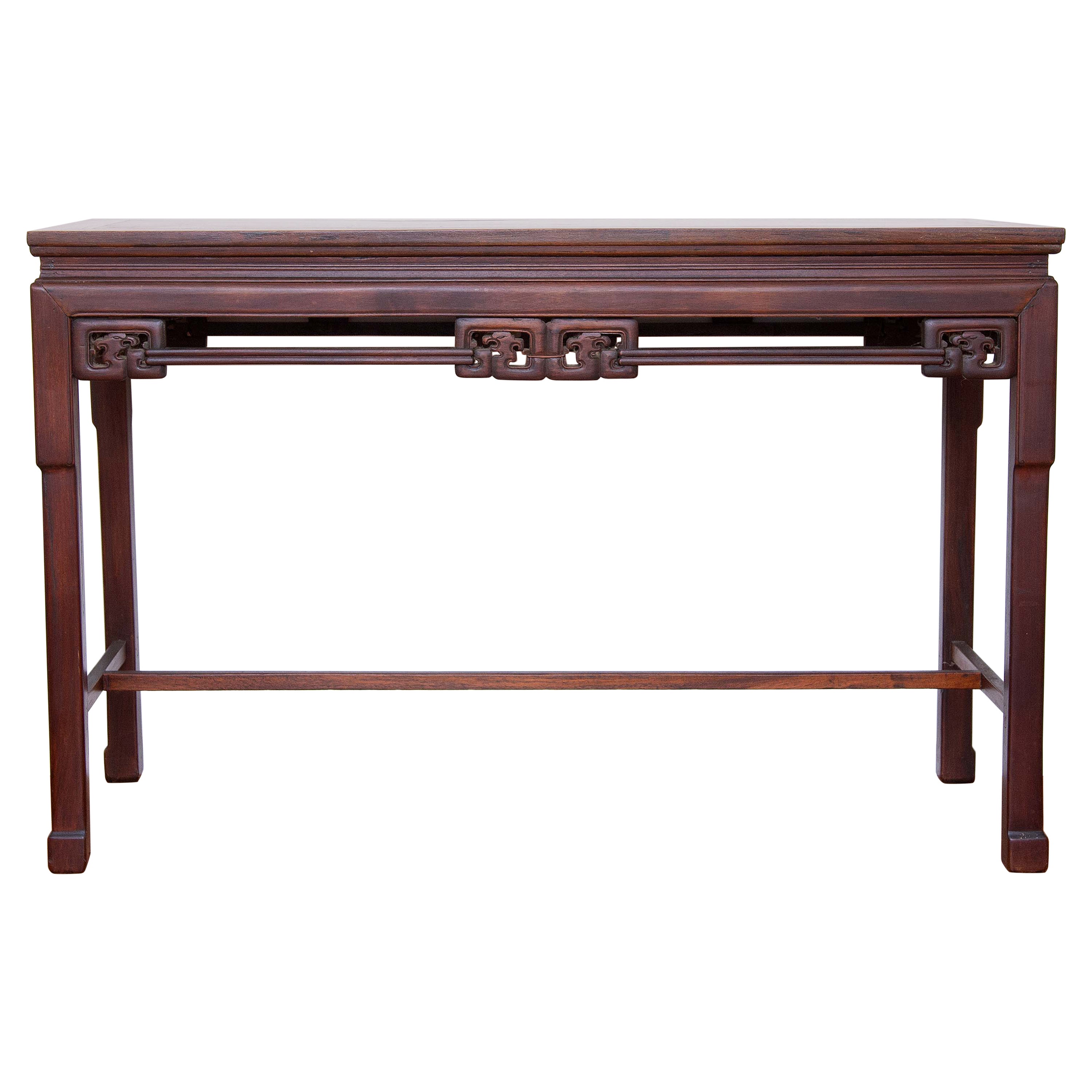 Chinese Carved Teak Wood Console or Sofa Table Circa 1900 For Sale