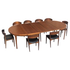 Teak Extandable Table Ib Kofod Larsen and 8 Chairs JYSK for Mobelfabrik 1960