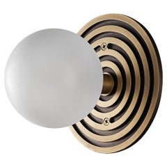 Mira Round Wall Sconce in Natural Brass and Blown Glass by Blueprint Lighting