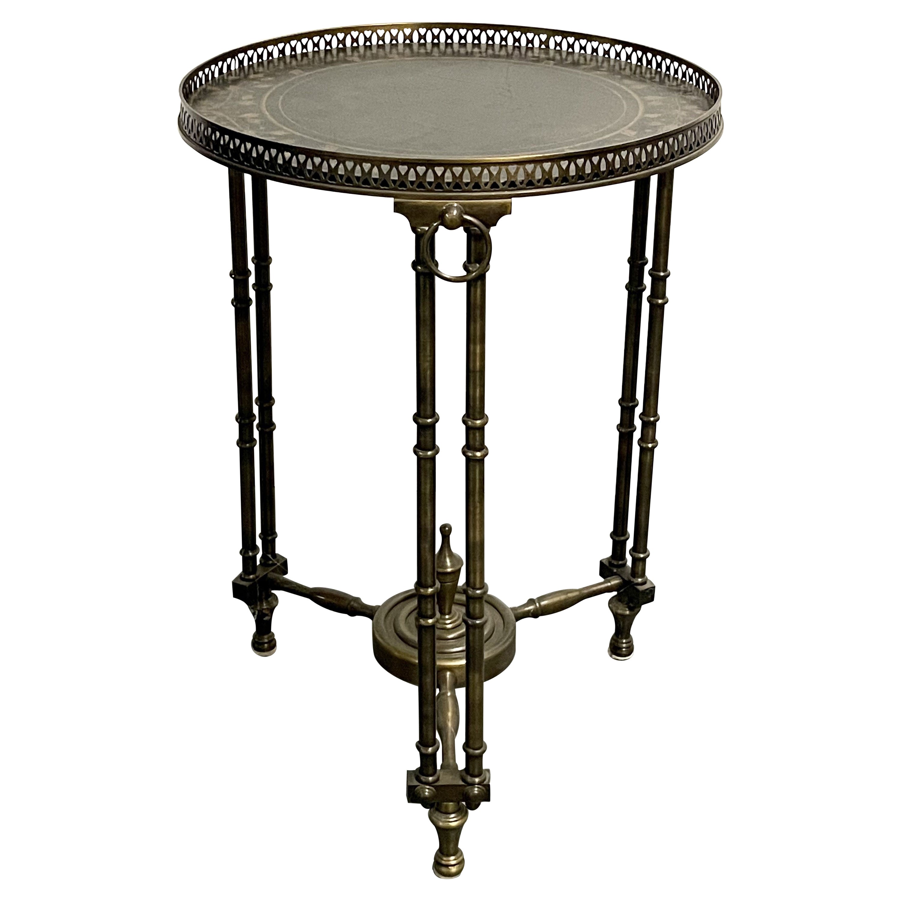 Brass Bamboo Metal Ebony End, Lamp, Side Table, Hollywood Regency, Tray Top