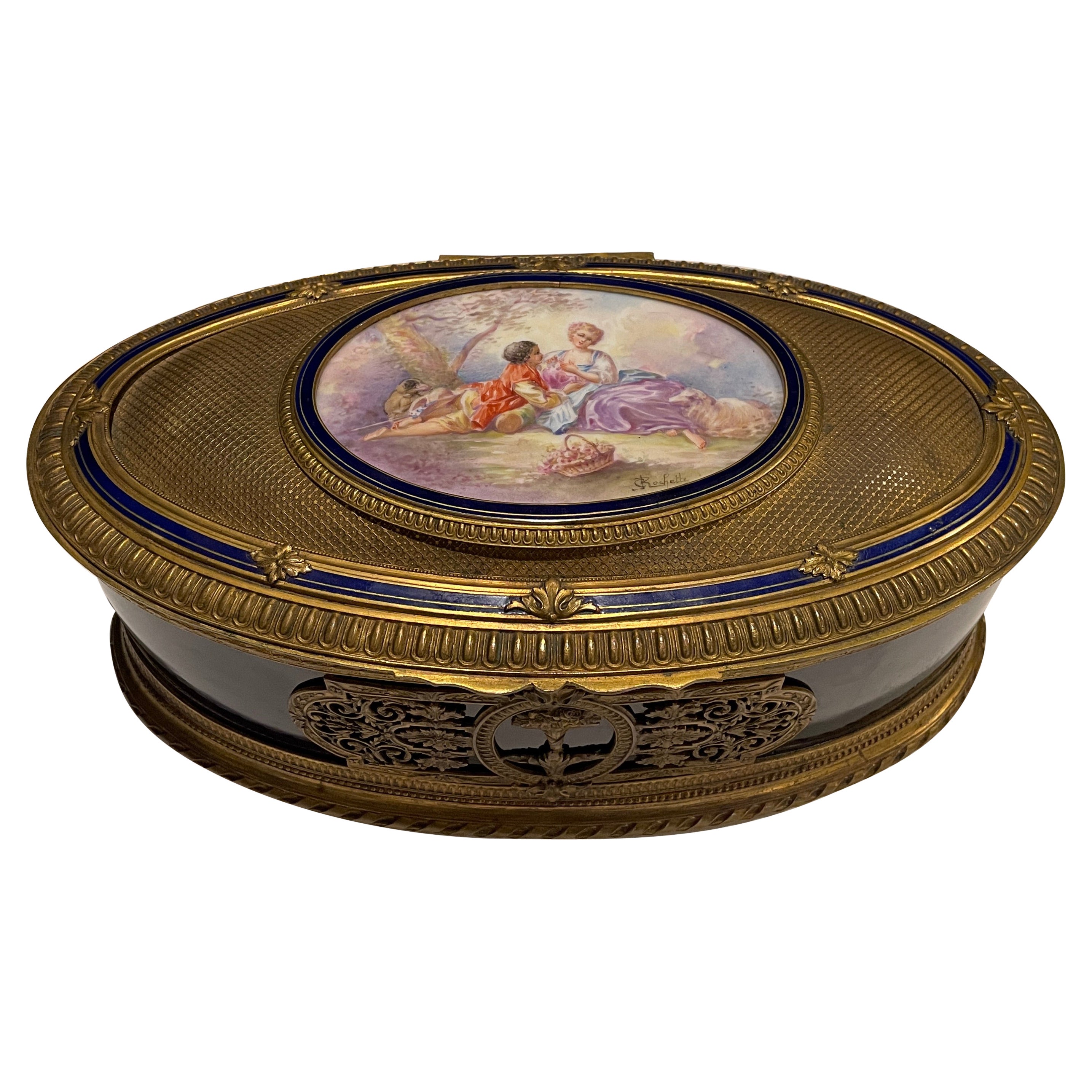 Hand Painted Bronze Mounted Sevres Porcelain Box