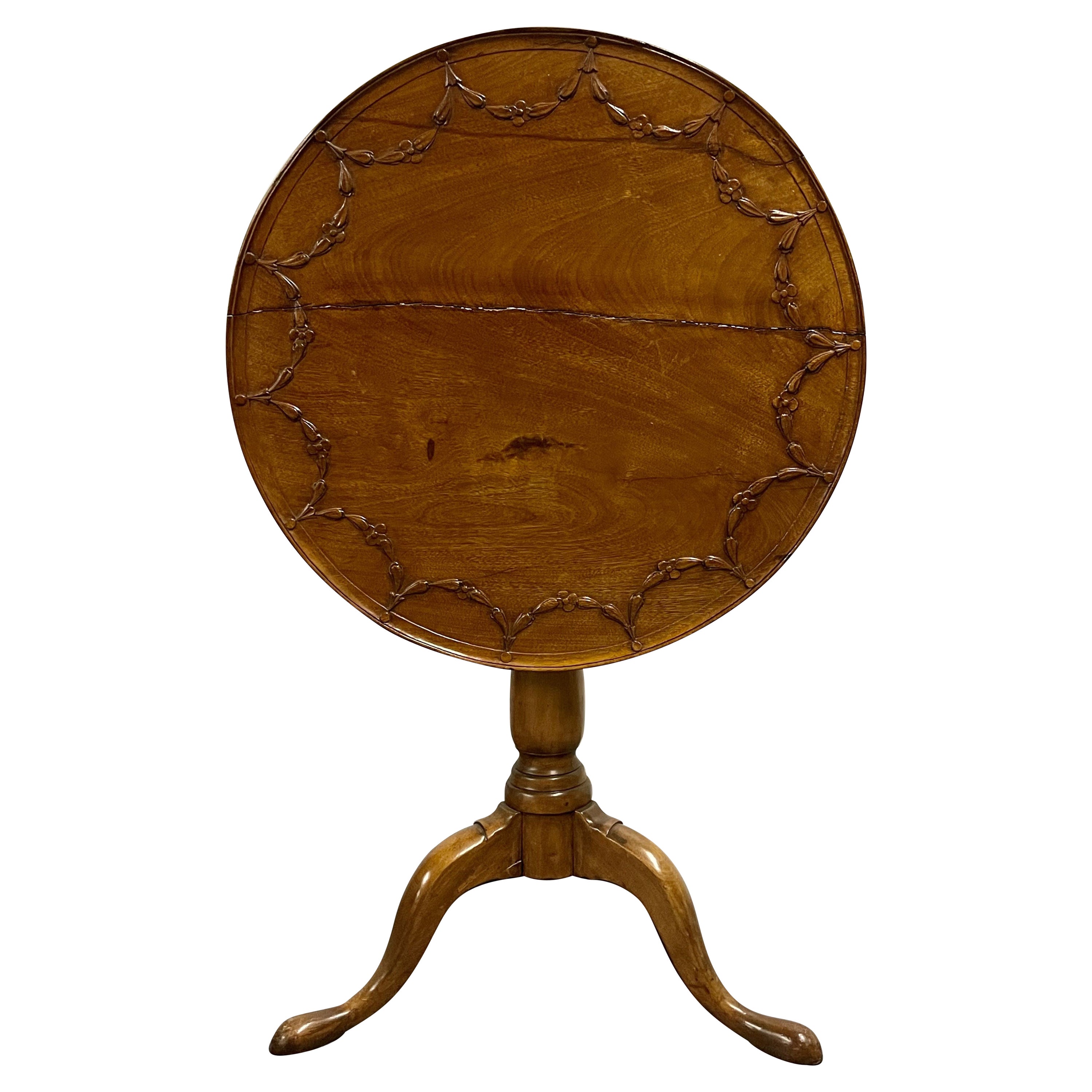 Tavolo da crostata americano del XIX secolo, piano inclinato, legno massiccio intagliato